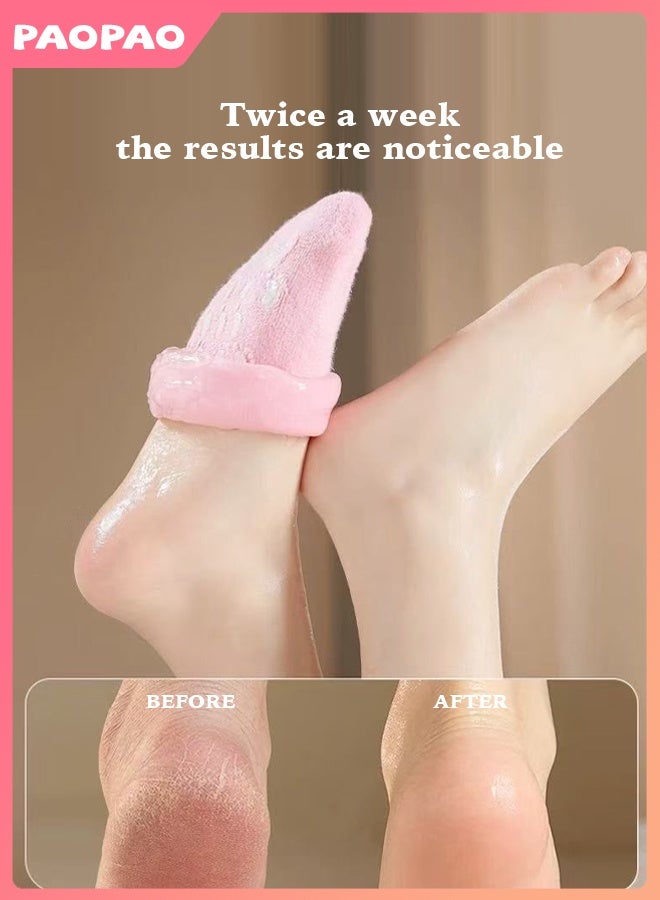 Hodaf 1 Pairs Moisturizing Silicone Gel Socks - Moisturizing Socks - Aloe-Infused Gel - for Cracked Heels & Dry Feet | Reusable Silicone Lined Heel Socks - for Home Use - Say Goodbye to Dry Cracked Feet - with Vitamin E & Essential Oils - Pink - Image 2